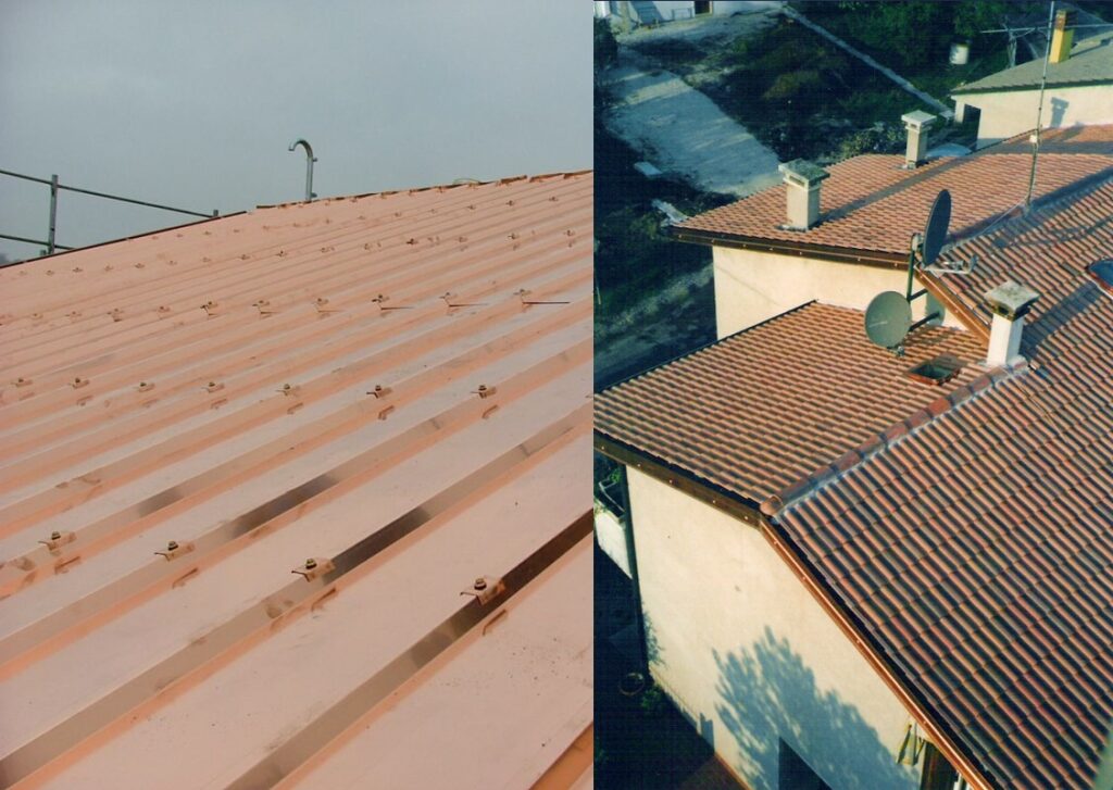 Lavorazione di lattoneria su una copertura